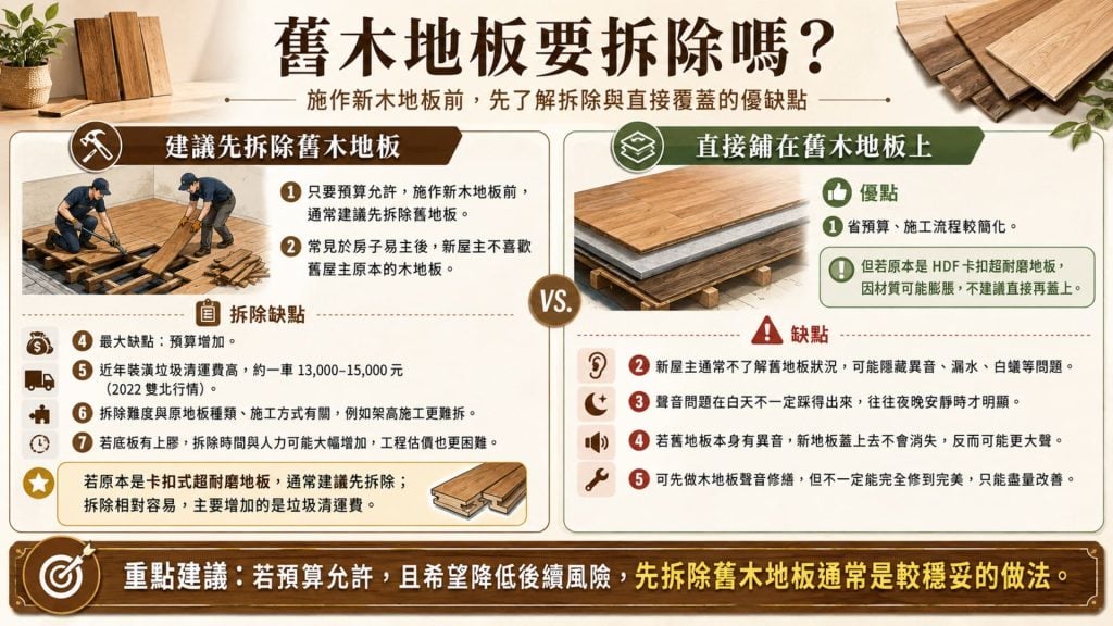 哪些情況建議先拆除舊木地板？