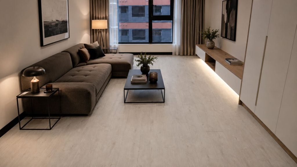 小坪數住宅鋪設304純白橡木白色木地板